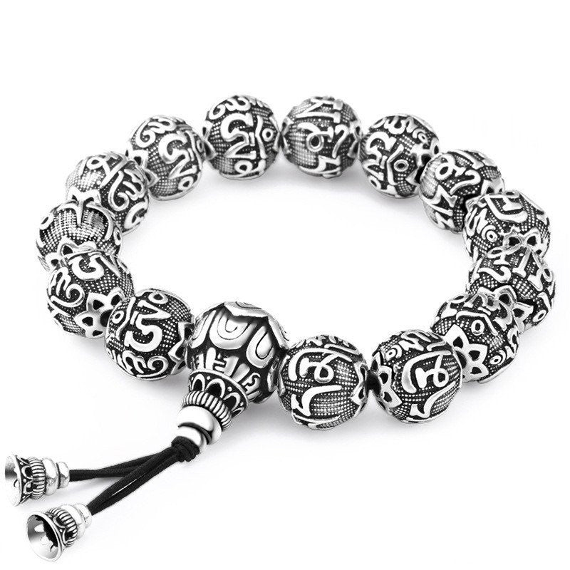 Six Words Mantras Tibetan Silver Bracelet